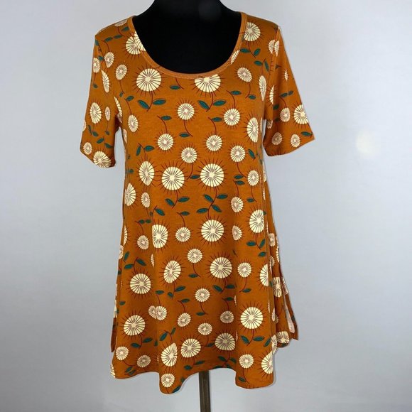 LuLaRoe Perfect T XXS Floral Swing Flowy T-Shirt Tee Tunic Top Slit Sides - Picture 1 of 12